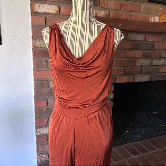Anthropologie Maeve Enchantment Wide Leg Jumpsuit in Rust Sz S - Picture 3 of 7